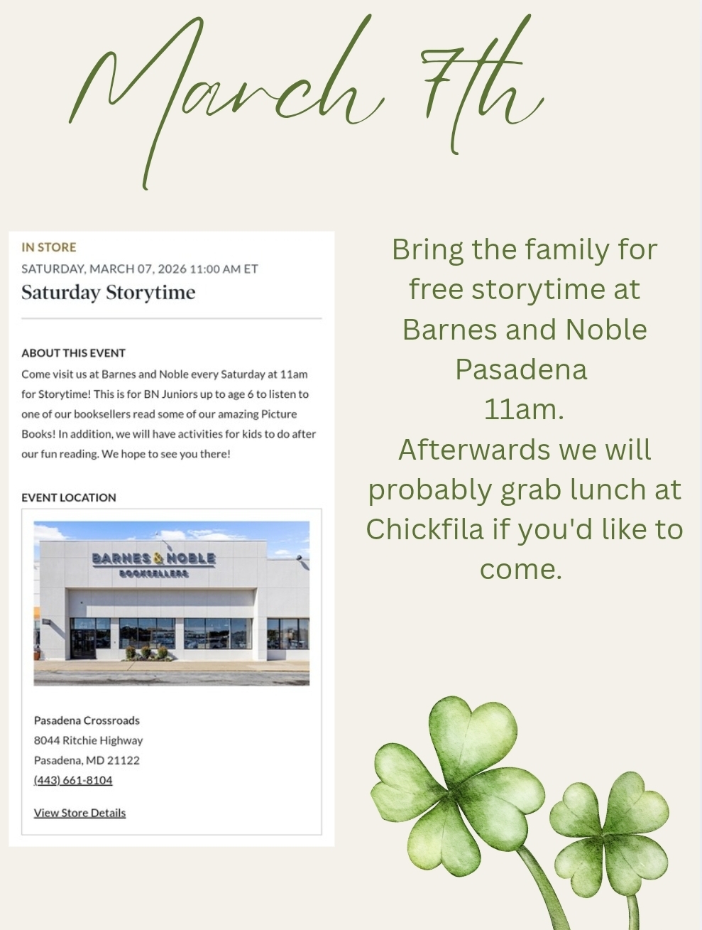 B&N Storytime Meet Up